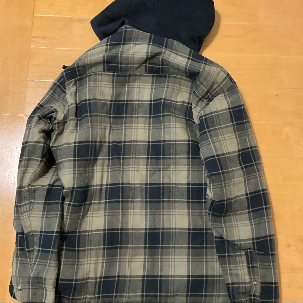 Wrangler Gray Plaid Hooded Zip Shirt Jacket - Picture 5 of 5